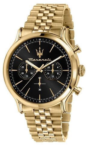 Maserati Epoca Gold Tone Chronograph Black Dial Quartz R8873618023 100m Men's Watch