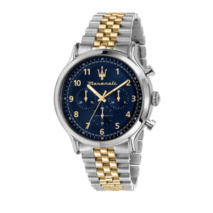 Maserati Epoca Limited Edition Chronograph Two Tone Stainless Steel Blue Dial Quartz R8873618030 100m Men's Watch