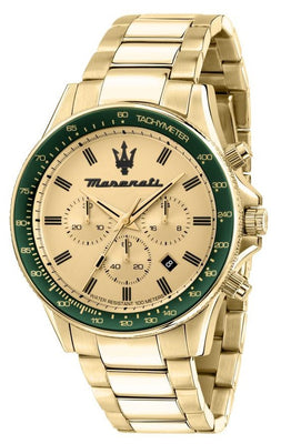 Maserati Sfida Chronograph Gold Tone Dial Quartz R8873640005 100m Men's Watch