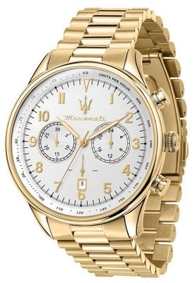 Maserati Tradizione Gold Tone Chronograph White Dial Quartz R8873646003 100m Men's Watch