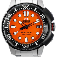 Orient M-force Ac0l Sports Stainless Steel Orange Dial Automatic Diver's Ra-ac0l08y00b 200m Men's Watch