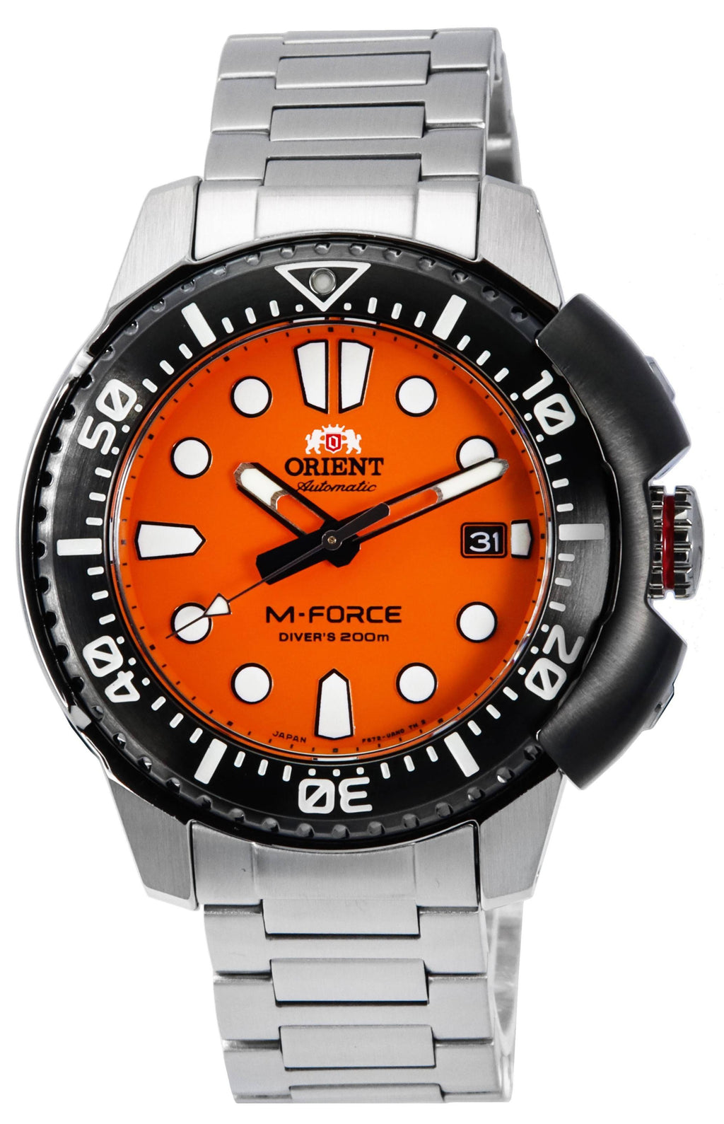 Orient M-force Ac0l Sports Stainless Steel Orange Dial Automatic Diver's Ra-ac0l08y00b 200m Men's Watch