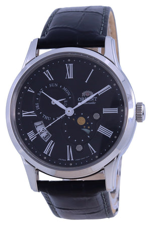 Orient Sun  Moon Black Dial Leather Strap Automatic Ra-ak0010b00c Men's Watch