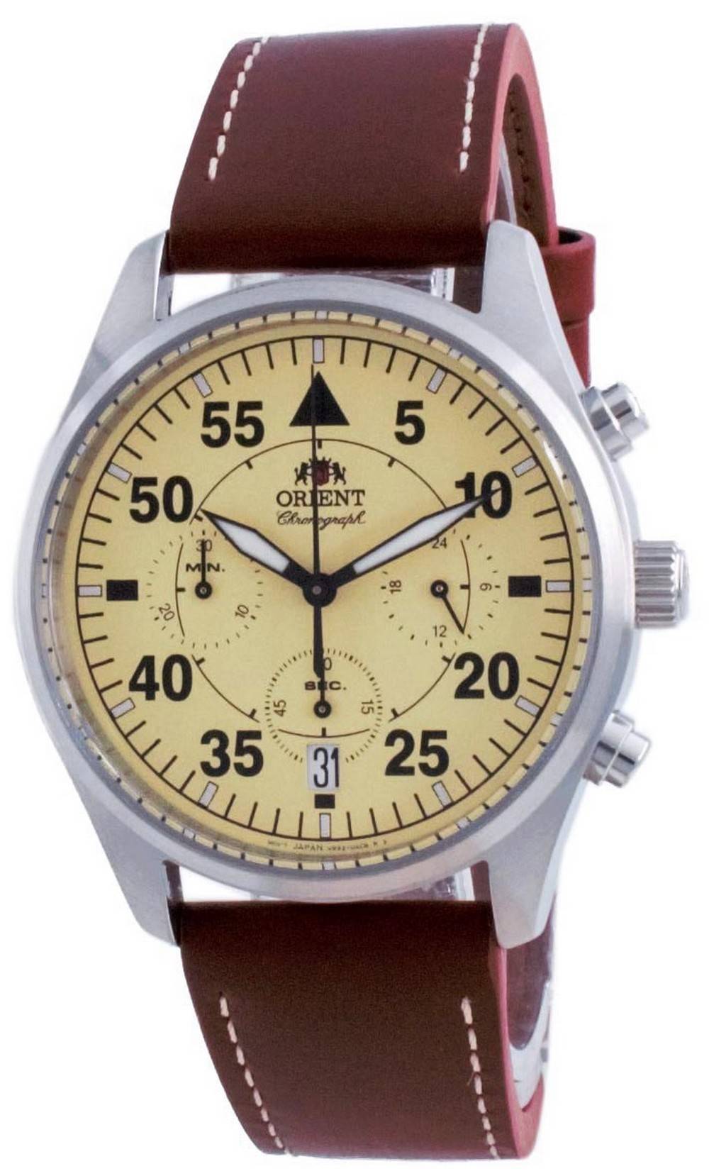 Orient Sports Flight Style Chronograph Beige Dial Quartz Ra-kv0503y10b Men's Watch