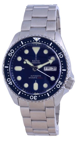 Ratio Freediver Blue Dial Stainless Steel Automatic Rta102 200m Men's Watch