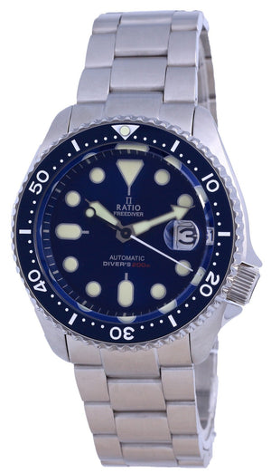 Ratio Freediver Blue Dial Stainless Steel Automatic Rtb202 200m Men's Watch