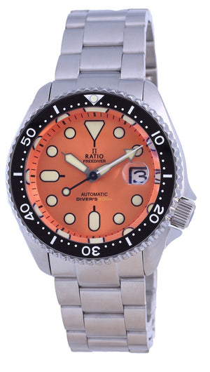 Ratio Freediver Orange Dial Stainless Steel Automatic Rtb214 200m Men's Watch