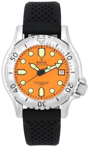 Ratio Freediver Professional Sapphire Orange Dial Automatic Rtf017 500m Men's Watch