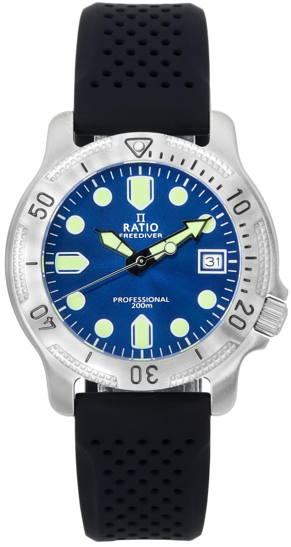 Ratio Freediver Professional Sapphire Blue Sunray Dial Quartz Rtf023 200m Men's Watch