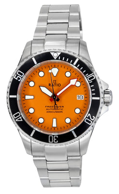 Ratio Freediver Sapphire Stainless Steel Orange Dial Automatic Rtf045 200m Men's Watch