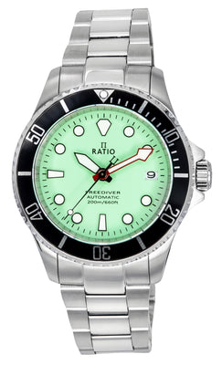 Ratio Freediver Sapphire Stainless Steel Green Dial Automatic Rtf049 200m Men's Watch