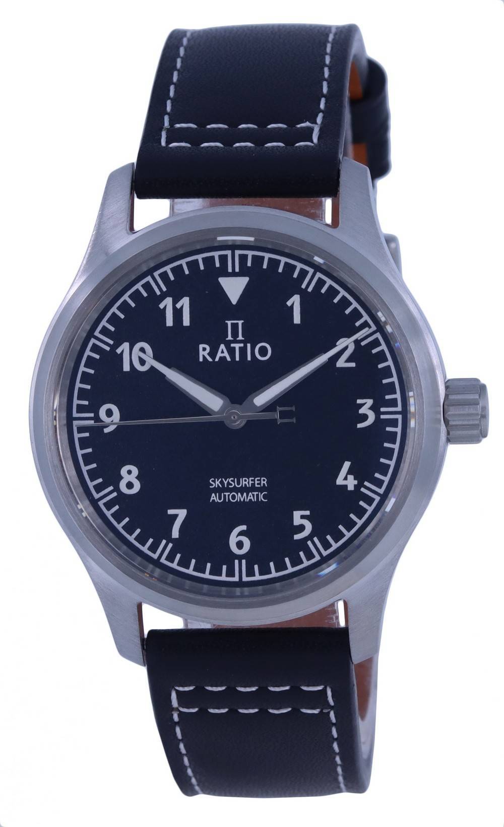 Ratio Skysurfer Pilot Black Sunray Dial Leather Automatic Rts305 200m Men's Watch