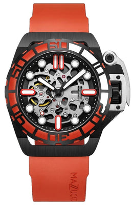 Mazzucato Rim Sub Orange And Black Skeleton Dial Automatic Dive Sk3-or 100m Men's Watch