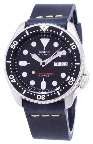 Seiko Automatic Skx007j1-ls15 Diver's 200m Japan Made Dark Blue Leather Strap Men's Watch