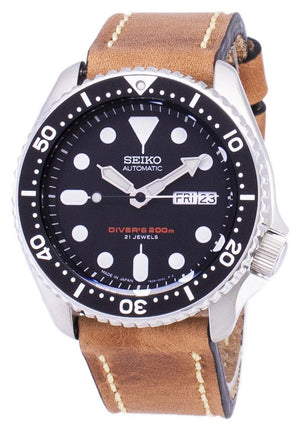 Seiko Automatic Skx007j1-ls17 Diver's 200m Japan Made Brown Leather Strap Men's Watch