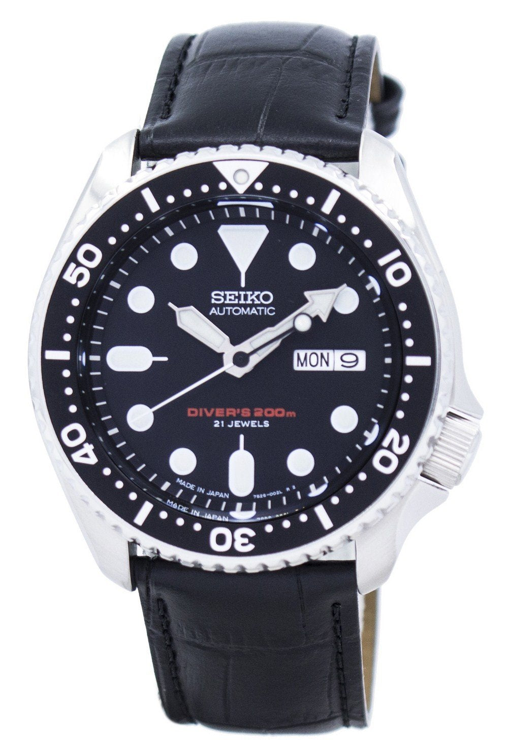 Seiko Automatic Diver's Ratio Black Leather Skx007j1-ls6 200m Men's Watch