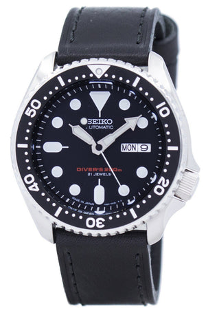 Seiko Automatic Diver's Ratio Black Leather Skx007j1-ls8 200m Men's Watch