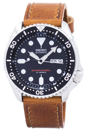 Seiko Automatic Diver's Ratio Brown Leather Skx007j1-ls9 200m Men's Watch