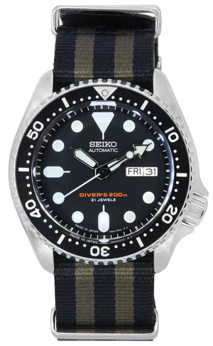 Seiko Black Dial Automatic Diver's Skx007j1-var-nato21 200m Men's Watch