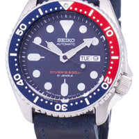 Seiko Automatic Skx009j1-ls13 Diver's 200m Dark Blue Leather Strap Men's Watch