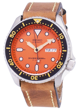 Seiko Automatic Skx011j1-ls17 Diver's 200m Japan Made Brown Leather Strap Men's Watch