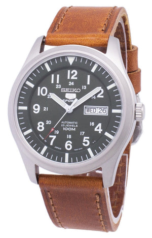 Seiko 5 Sports Automatic Japan Made Ratio Brown Leather Snzg09j1-ls9 Men's Watch