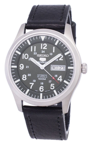 Seiko 5 Sports Automatic Ratio Black Leather Snzg09k1-ls8 Men's Watch