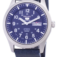 Seiko 5 Sports Snzg11j1-ls15 Automatic Dark Blue Leather Strap Men's Watch