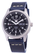 Seiko 5 Sports Snzg15j1-ls15 Automatic Japan Made Dark Blue Leather Strap Men's Watch