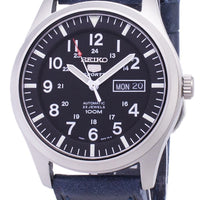 Seiko 5 Sports Snzg15k1-ls13 Automatic Dark Blue Leather Strap Men's Watch