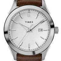 Timex Torrington Silver Dial Leather Strap Quartz Tw2r90300 Men's Watch