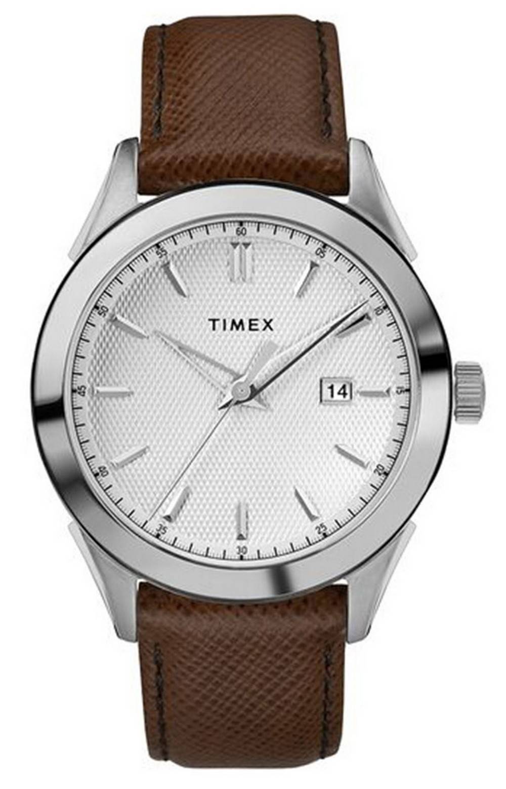 Timex Torrington Silver Dial Leather Strap Quartz Tw2r90300 Men's Watch