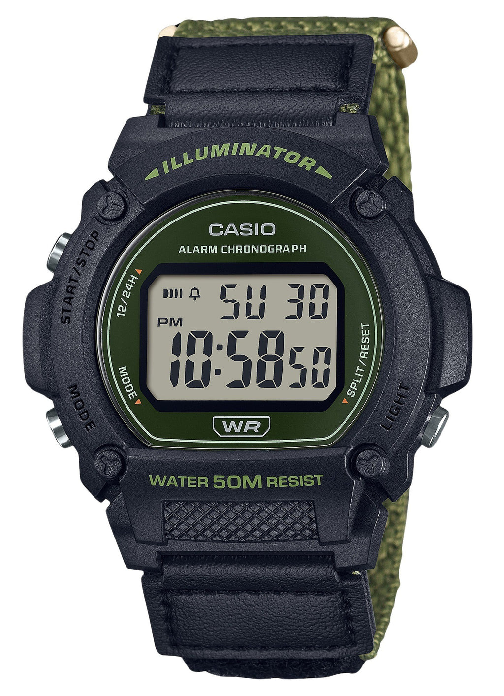 Casio Standard Green Digital Cloth Strap Quartz W-219hb-3av Men's Watch