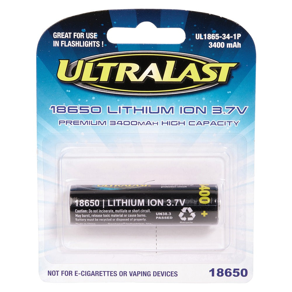 3,400 mAh 18650 Retail Blister-Carded Batteries (Single Pack)