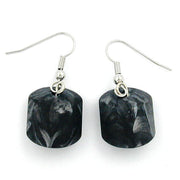 Hook Earrings Grey Black Marbled Beads