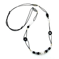 Necklace Black & White Beads 105cm