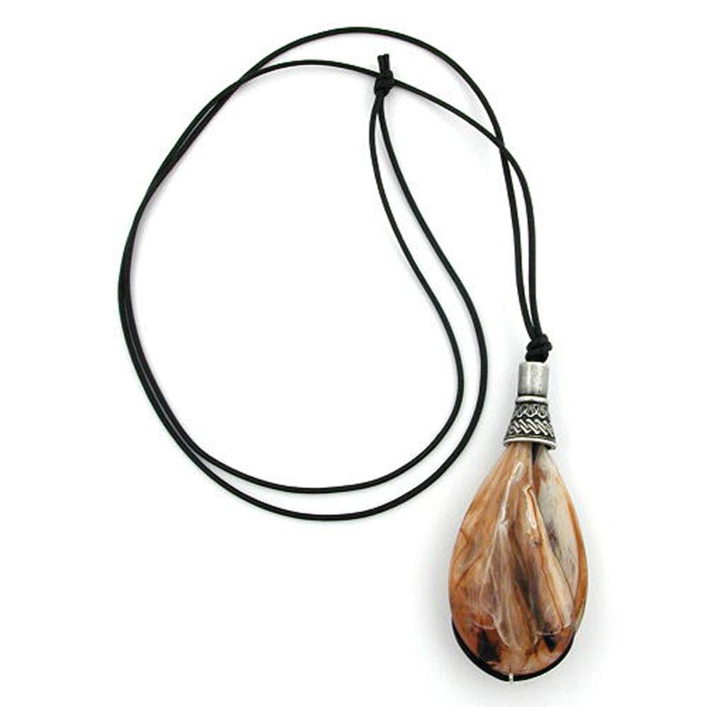 Necklace Drop Beige-brown Marbled