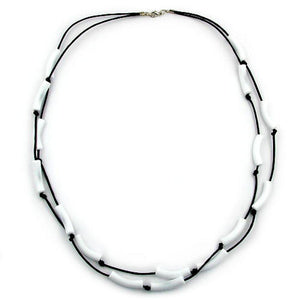 Necklace Tubes White Black Cord