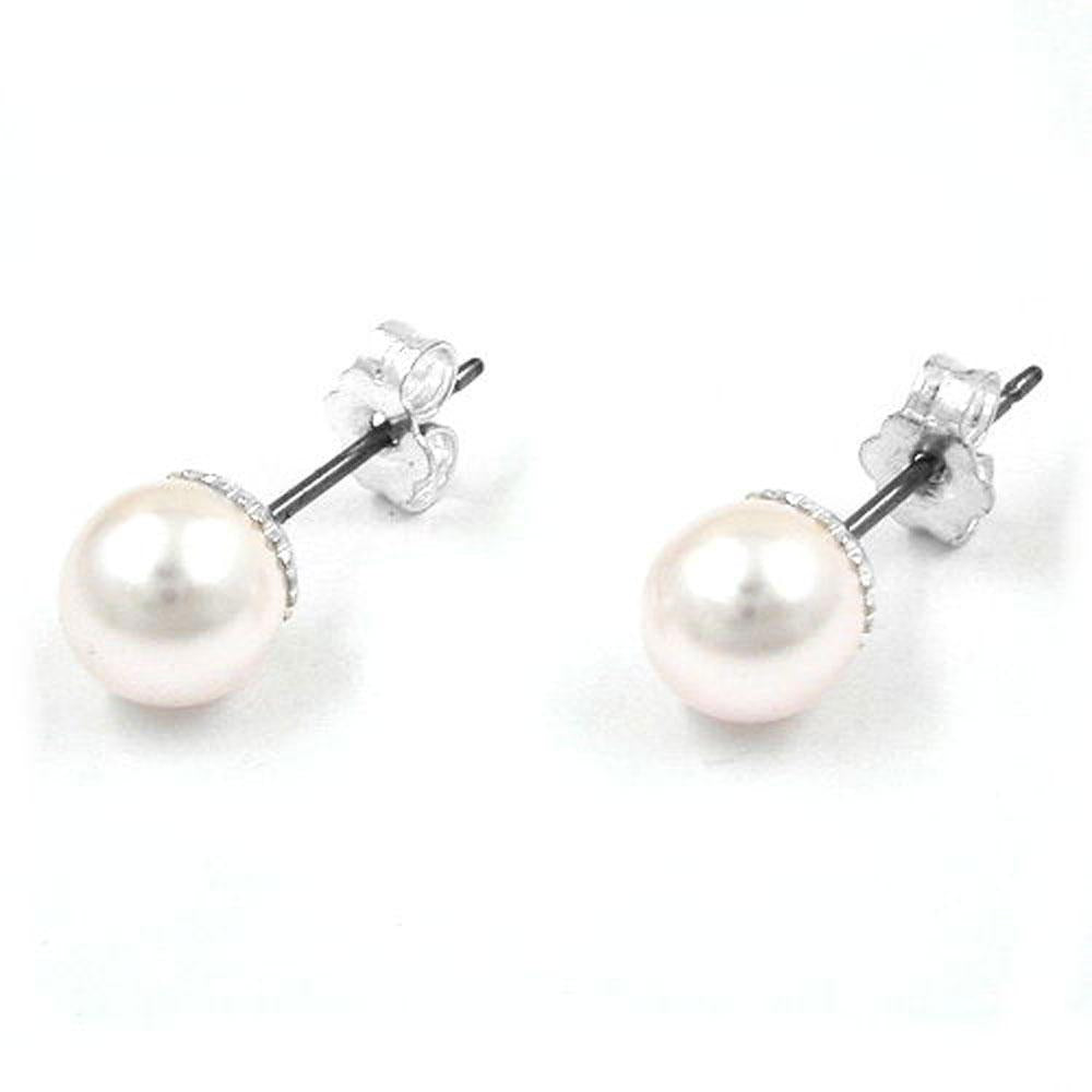 Stud Earrings Light Pink Bead