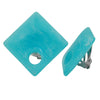 Clip-on Earring Square Beads Aqua White Marbled 25x25mm