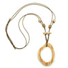 Necklace Brown-beige Large Ring Pendant