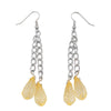 Hook Earrings Chain Silver Coloured With Leaf Beads Yellow