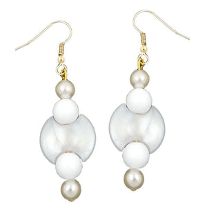 Hook Earrings Beads White Pearl White Gold Coloured