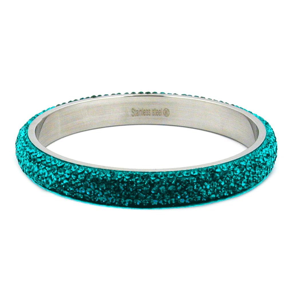 Bangle 6 Row Glass Crystals Turquoise