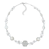 Necklacewhite Frosted And Pearly White Beads On Coated Flexible Wire