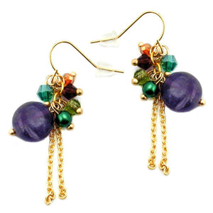 Hook Earrings Stone Glass Beads Multi Colour