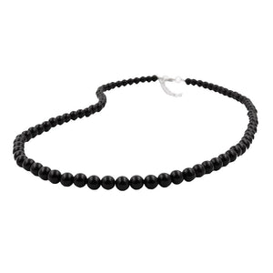 Necklace, Beads 6mm, Black, 40cm