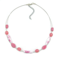 Necklace Glass Beads Pink 45cm