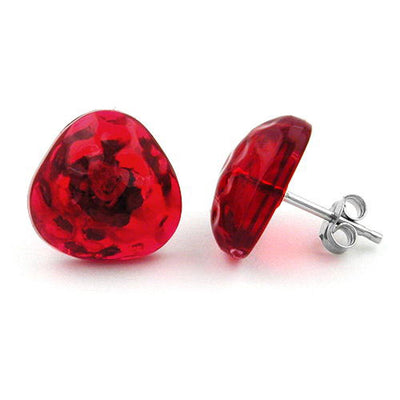 Stud Earrings Red Transparent