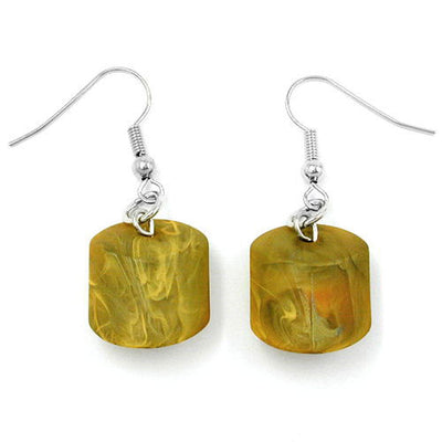 Hook Earrings Slanted Bead Yellow